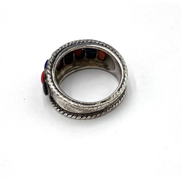925 Ring Sterling Silver Cabochons Artisan Size 6.5 Band - Picture 4 of 13
